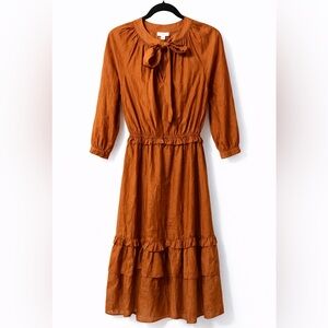 Current Air Rust Orange Long Sleeve Boho Ruffled Dress size XS
